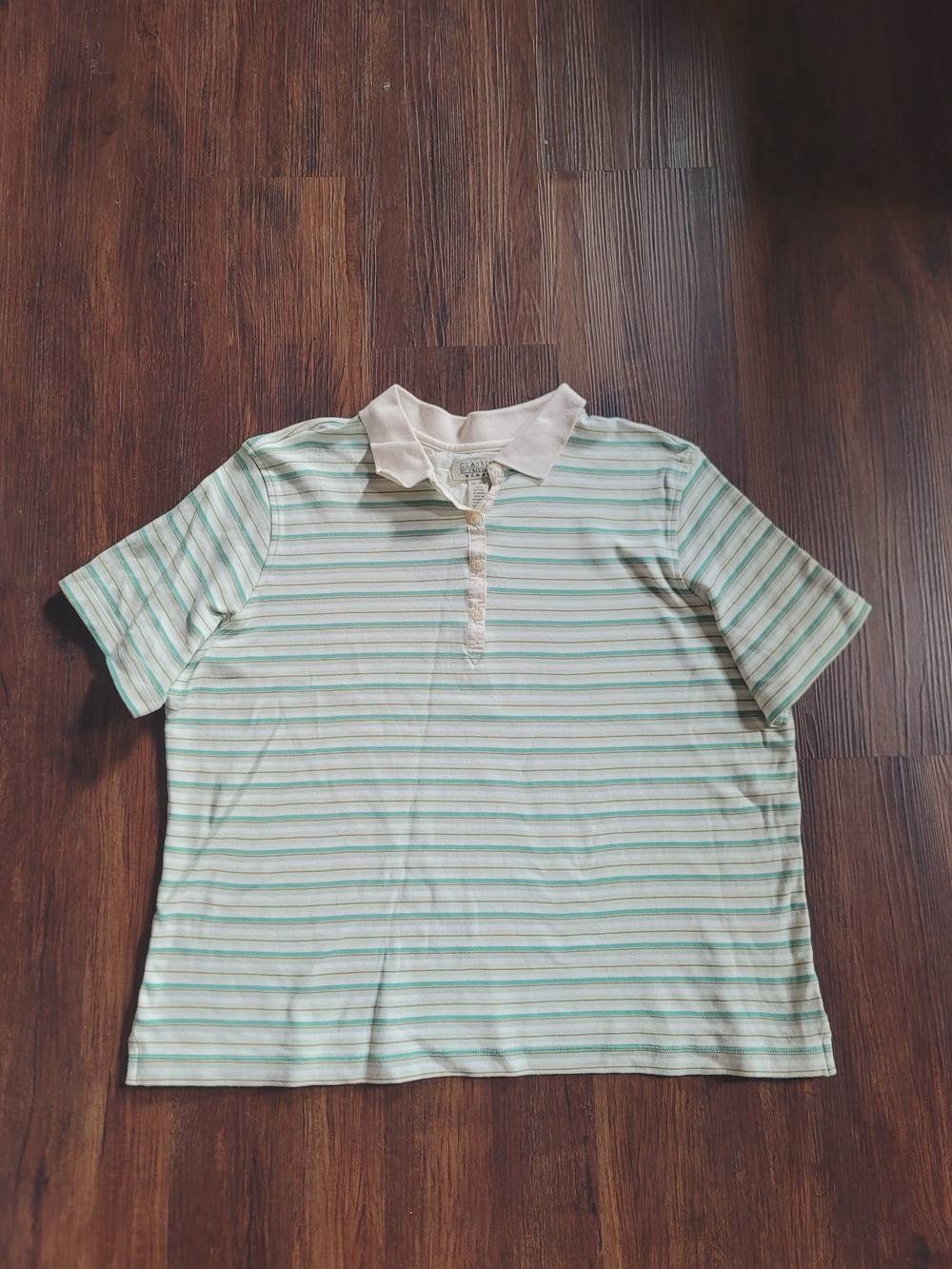 Vintage/2yk Classic Elements Mint & White Stripe Polo